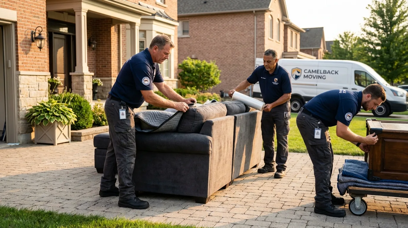 Large estate moving crew wrapping furniture in Hubbard, OR